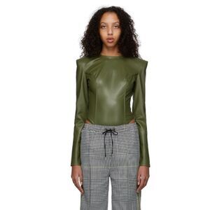 Adidas x IVY PARK Green Faux-Leather Bodysuit Size 1X/ NWOT